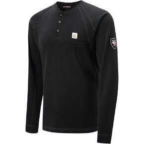VANLENS FR Shirts for Men Light Weight Flame Resistant Henley Shirts Long Sleeve Shirts HRC2/CAT2 6.5oz 100% Cotton