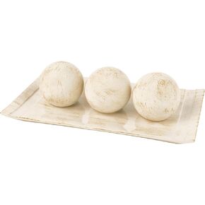 Creative Scents Dublin Home Decor Tray and Orbs Set - Polyresin, Coffee Table Decor Centerpiece Table Decorations for Living Room - Decorative Accents Bowl with Spheres Balls for Dining Table, Brown