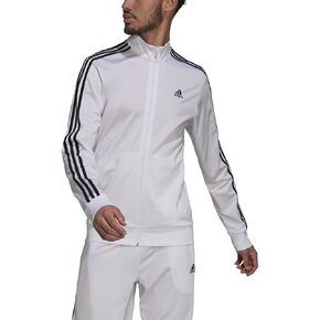 adidas mens Essentials Warm-up 3-stripes Track Top Warm Up Jacket, Wonder Steel/Semi Impact Orange, X-Small US
