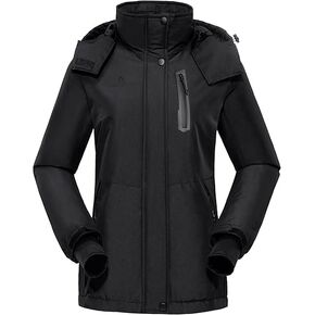 CAMEL CROWN Women's Ski Jacket Waterproof Warm Winter Snow Coat Hooded Mountain Outdoor Windbreaker Windproof Jacket
