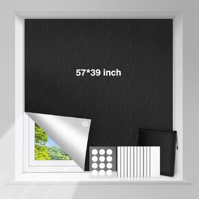 Keeswin Portable Blackout Shades, 118 x 57 Inch Curtains Free to Cut, No Drill Temporary Blackout Blinds for Baby Nursery, Bedroom and Travel