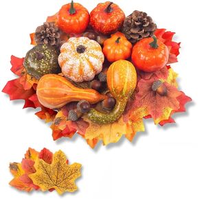 DomeStar Artificial Pumpkins, 12PCS Assorted Pumpkins Fake Pumpkins Farmhouse Pumpkins Fall Pumpkins for Halloween Thanksgiving Decorations