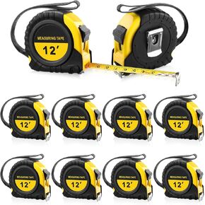 20 Pieces Tape Measure 12 ft Retractable Measuring Tape Measure Small Measure Tape with Fractions Marked Easy Read Measuring Tape Bulk Set for Engineer Contractors, Autowind and Lock, Yellow
