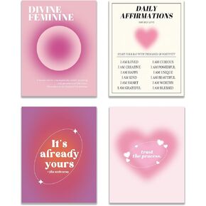 KEUSPI Angel Number 111 Intuition Divine Feminine Pink Aura Energy Gradient Minimalist Wall Art Poster Prints for Bedroom Dorm Decor,Spiritual Decorations Posters Unframed 8x10 Inches Set of 4 in Kuwait