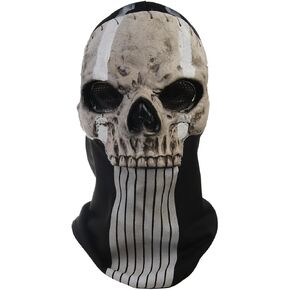 RRANYF Creepy Halloween Full Head Skull Mask with Movable Jaw, Adult Entire Head Realistic Latex Helmet, Scary Skeleton