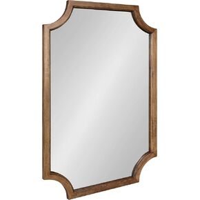 Kate and Laurel Hogan Wood Framed Wall Accent Mirror with Scalloped Corners, 24x36 Inches, Gold