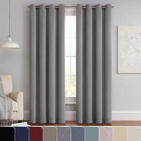 Eclipse Solid Thermapanel Modern Room Darkening Rod Pocket Window Curtain for Bedroom (1 Panel), 54 in x 84 in, Grey in Saudi Arabia