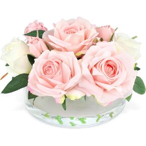 FOTRIC Clear Acrylic Flower Vase Circle Floral Centerpiece Dining Table, Floral Arranger Round Decorative Modern Vase, Home & Wedding Decor (Dia 12 Inches, 19 Holes)