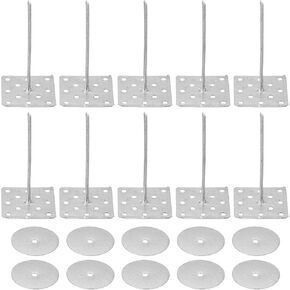 PATIKIL 4 Inch Perforated Insulation Pins with Round Washers, 50 Pack Aluminum Insulating Nails Wall Plug for Fixing Foam Boards to Wall or Ceiling