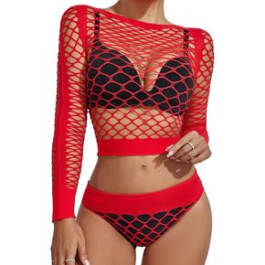 XIUSEMY Women Lingerie Set Sexy Bodysuit Two Piece Babydoll Fishnet Nightwear
