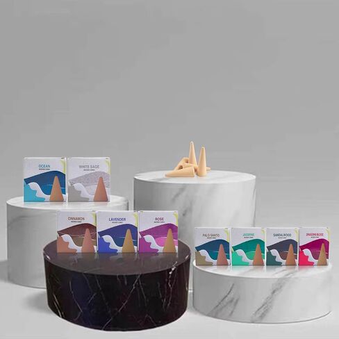 Backflow Incense Cones - Set of 9 Waterfall Incense Cones Scented - Palo Santo, Jasmine, Lavender, Ocean, Sandalwood, Cinnamon, White Sage, Dragons Blood, Rose for Meditation, Yoga and Aromatherapy in Saudi Arabia