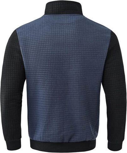 YuKaiChen Men's Long-Sleeve Quarter-Zip Casual Sweatshirt Square Pattern in Kuwait