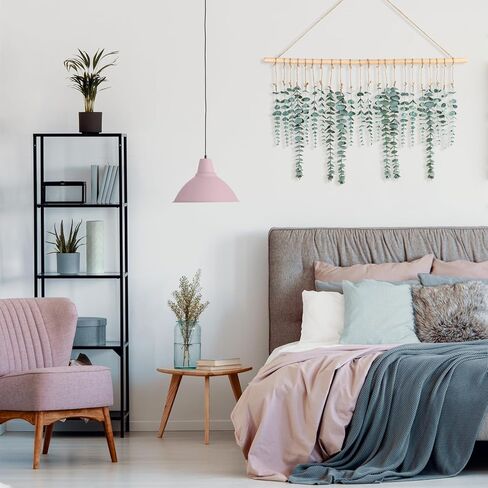 CEWOR Boho Wall Decor Artificial Hanging Eucalyptus Hanging Wooden Bead Garland Eucalyptus Natural Greenery Decoration for Bedroom Wall Decor Above Bed Boho Living Room Decor in Saudi Arabia