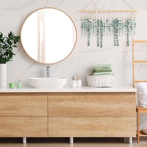 CEWOR Boho Wall Decor Artificial Hanging Eucalyptus Hanging Wooden Bead Garland Eucalyptus Natural Greenery Decoration for Bedroom Wall Decor Above Bed Boho Living Room Decor in Saudi Arabia