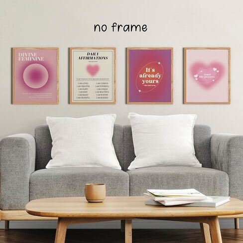 KEUSPI Angel Number 111 Intuition Divine Feminine Pink Aura Energy Gradient Minimalist Wall Art Poster Prints for Bedroom Dorm Decor,Spiritual Decorations Posters Unframed 8x10 Inches Set of 4 in Kuwait