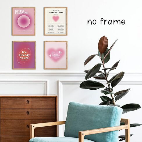 KEUSPI Angel Number 111 Intuition Divine Feminine Pink Aura Energy Gradient Minimalist Wall Art Poster Prints for Bedroom Dorm Decor,Spiritual Decorations Posters Unframed 8x10 Inches Set of 4 in Kuwait