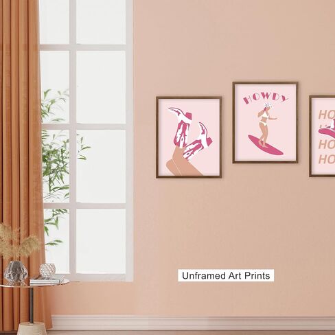 الوردي والبرتقالي جدار الفن ديكور غرفة بريبي الملصقات الجمالية 70s ديكور عصري كلية النوم ديكورات لغرفة نوم الفتيات في سن المراهقة | عبوة من 6 قطع، غير مؤطرة مقاس 8x10 in Kuwait