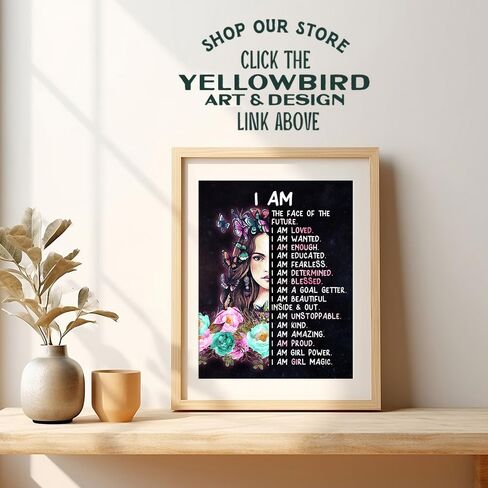 Teen Girls Bedroom Wall Art - Positive Quotes - I Am Tween Little Girls Bedroom Decor - Cute Daughter Gifts - Inspirational Sayings for Wall Decor - Positive Affirmations Wall Decor Poster 8X10 in Kuwait