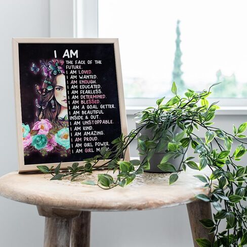 Teen Girls Bedroom Wall Art - Positive Quotes - I Am Tween Little Girls Bedroom Decor - Cute Daughter Gifts - Inspirational Sayings for Wall Decor - Positive Affirmations Wall Decor Poster 8X10 in Kuwait