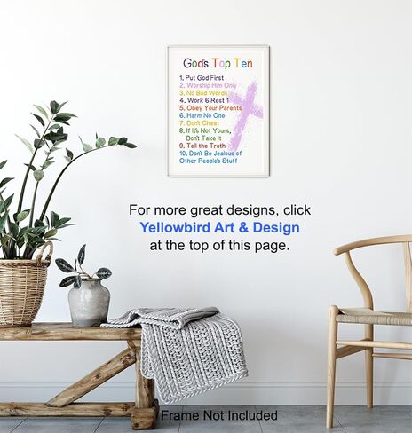 The Ten Commandments - 8x10 Christian Religious Scripture, Bible Verse Wall Art - Kids Wall Decor, Kids Bedroom Decor, Kids Wall Art - Gift For Child, Boys, Girls Room, Nursery - Unframed Poster Print in Kuwait