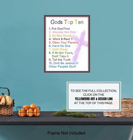 The Ten Commandments - 8x10 Christian Religious Scripture, Bible Verse Wall Art - Kids Wall Decor, Kids Bedroom Decor, Kids Wall Art - Gift For Child, Boys, Girls Room, Nursery - Unframed Poster Print in Kuwait