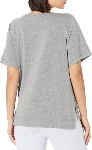 HUE Women’s French Terry Lounge Separates, Medium Grey Heather - Long Sleeve Tee, Medium in Saudi Arabia