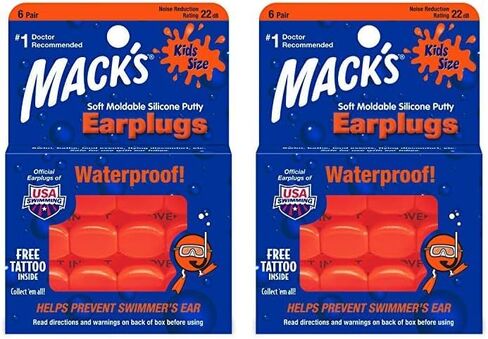 Mack's Soft Moldable Silicone Putty Ear Plugs - Kids Size, 6 Pair - Comfortable Small Earplugs for Swimming, Bathing, Travel, Loud Events and Flying | Made in USA in Kuwait