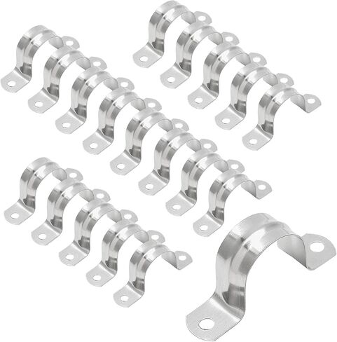 Bonsicoky 10Pcs M75 Rigid Pipe Strap, 3" Stainless Steel 2 Holes Cable U Bracket Pipe Clamp for Fixing Pipe or Cable, 0.71" Width in Kuwait