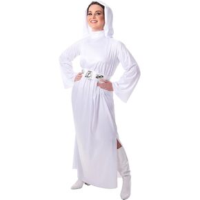 STAR WARS Princess Leia Official Adult Costume - Hooded Dress with Belt and Wig
