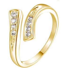 NORLSO Silver Toe Ring Wrap Around Toe Ring Cubic Zirconia Adjustable Open Ring Thumb Ring Hawaiian Beach Jewelry for Women