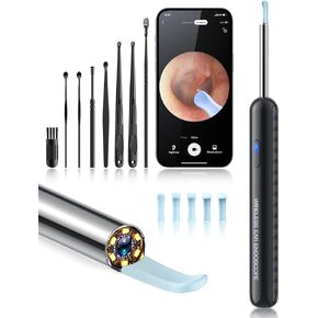 Ear Wax Removal, Ear Cleaner Camera with 1080P, Ear Cleaning Kit with 6 Ear Pick, Ear Camera for iPhone, iPad, Android Phones, with 8 Pcs Ear Set