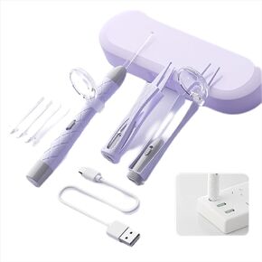 Ear Wax Removal Tool,Ear Cleaning Set with LED Light,Ear Cleaner with Tweezers to Remove The Ear and Nose Dirt for Babies,Ear Wax Cleaner with Modifying Design,Replaceable Medical Silicone Ear Spoon
