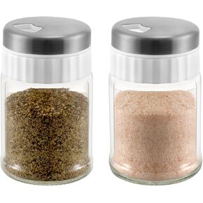 Salt and Pepper Shakers - Glass Salt Shakers for Kitchen Sets of 4 - Large Sugar and Salt Shakers