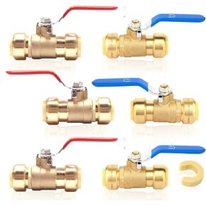 3/4 Inch Ball Valve,Pushfit Shut-off Valve for Hot and Cold Water,Push to Connect Ball Valve with Disconnect Clip(Blue&Red,Pack of 4)