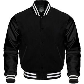 Mount Helicon Black Baseball Bomber Varsity Jacket Men-Plain Varsity Letterman Jacket