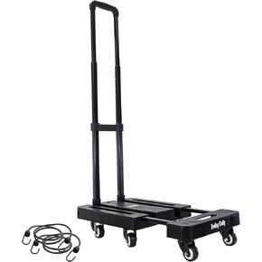 dbest Products Trolley Dolly Rover with Bag 4 Grocery Shopping Cart Push Folding Utility Hand Truck Swivel Wheels Garden Lightweight Luggage Carrito de Compras Plegable, Black