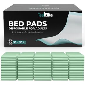 Super Absorbent Disposable Bed Pads, 36 x 36 in [50 Count] - Extra Large Leakproof Incontinence Chucks & Puppy Pad - Great for Adult, Babies, and Pets