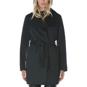 TAHARI Women's Lightweight Wool Wrap Coat with Tie Belt, Medium