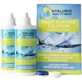 Hyalunix (2 Pack) 12 Fl Oz | (HA) Enhanced for Longer Moisture | Multi Purpose Contact Solution for Contact Lenses | Inspired by Healthy Tears and Containing HA and pH Balanced