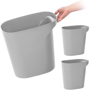 IRIS USA 6 Gallon / 24 Quart Plastic Wastebasket Trash Cans for Home, Office, Bedroom, Bathroom, Gray, 3-Pack