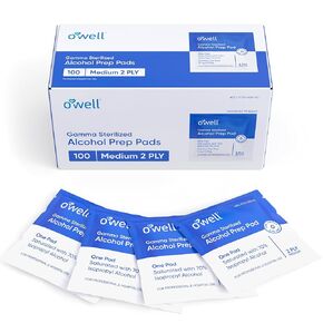 Alcohol Wipes, 100 Count | Medical & Professional Sterile Alcohol Prep Pads | Individually Wrapped 2-Ply Antiseptic Alcohol Pads Great for First Aid Kits & Personal Use | 100 Surgical Alcohol Swabs