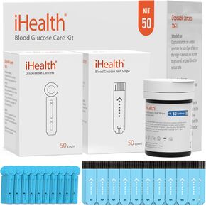 iHealth Blood Glucose Test Strips (50 Count), No Coding Blood Sugar Test, Eligible for FSA Reimbursement, Precision Sugar Measurement for Diabetics, Strips Work Only in iHealth Glucose Meters