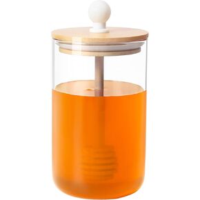 GIVAMEIHF16oz Honey Pot ,Glass Honey Jar with Dipper Stick-Extra Mason Jar Honey Dipper Lid,Glass Honey Dispenser,Honey Containers with Wooden Honey Dipper,Honey Holder,Honey Containers with Dipper,Honey Jar for Storing and Dispensing Honey,For Thank You 