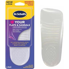Dr. Scholl's Cushioning Insoles for Flats and Sandals, All-Day Comfort in Flats, Boots, (for Women's 6-10), 1 Pair, Packaging May Vary