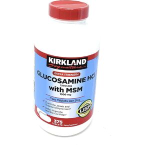 Kirkland Signature Glucosamine HCI (Pack of 2) Extra Strength with MSM,Tablet (375 Count X 2)