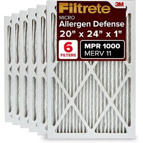 Filtrete 20x24x1 Air Filter MPR 1000 MERV 11, Allergen Defense, 6-Pack (exact dimensions 19.81x23.81x0.81)