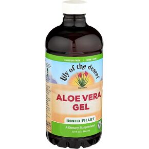 Lily of the Desert Aloe Vera Gel - Inner Fillet Thicker Consistency Aloe Vera Drink with Natural Vitamins, Digestive Enzymes for Gut Health, Stomach Relief, Wellness, Glowing Skin, 32 Fl Oz (Pack of 2)