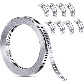 LePvo Hose Clamps Set, 1/4''–1-1/2'' (6-38mm) Range Hose Clamp Assortment Kit, Stainless Steel Worm Gear, Worm Gear for Pipe, Intercooler, Plumbing, Tube and Fuel Line