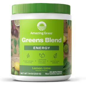 Amazing Grass Green Superfood Energy: Smoothie Mix, Super Greens Powder & Plant Based Caffeine with Green Tea and Flax Seed, Nootropics Support, Lemon Lime, 30 Servings in Saudi Arabia