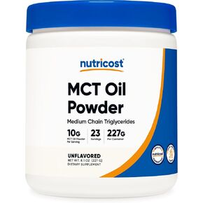 Nutricost Premium MCT Oil Powder .5LBS - Best For Keto, Ketosis, and Ketogenic Diets - Zero Net Carbs, Non-GMO and Gluten Free